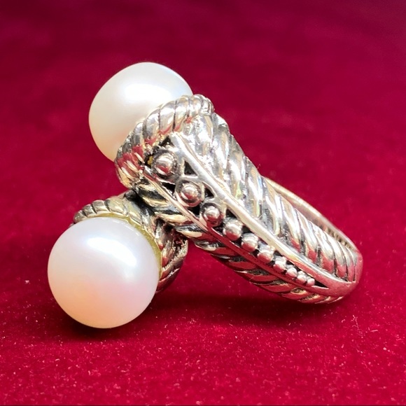 Beautiful Sterling Silver Cultured Freshwater Button Pearl Ring Size 5 - Picture 3 of 14